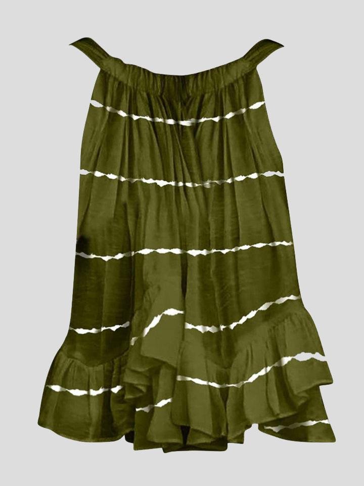 Sleeveless Striped Off-shoulder Pleated Top - LuckyFash™