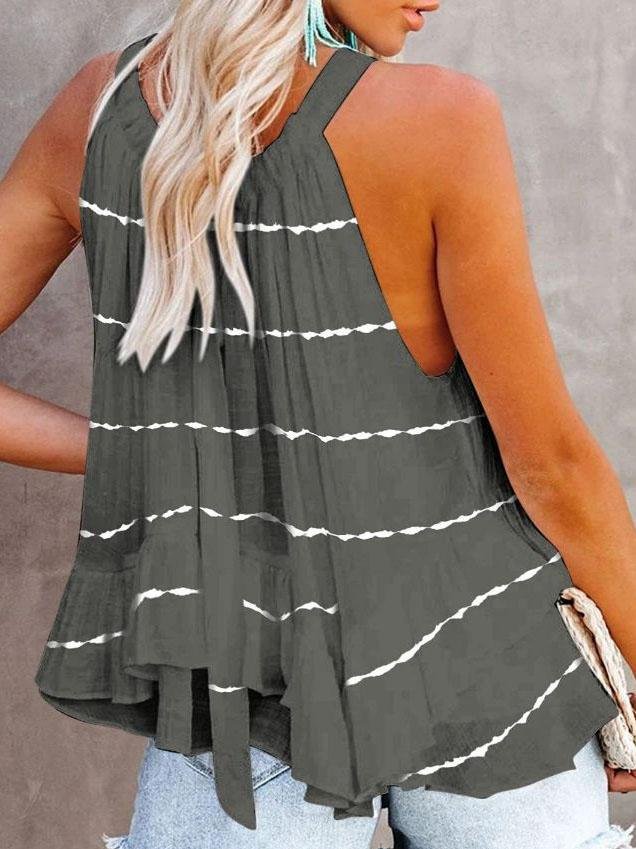 Sleeveless Striped Off-shoulder Pleated Top - LuckyFash™