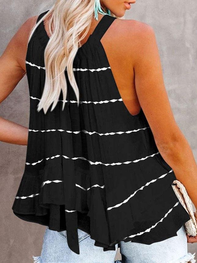 Sleeveless Striped Off-shoulder Pleated Top - LuckyFash™