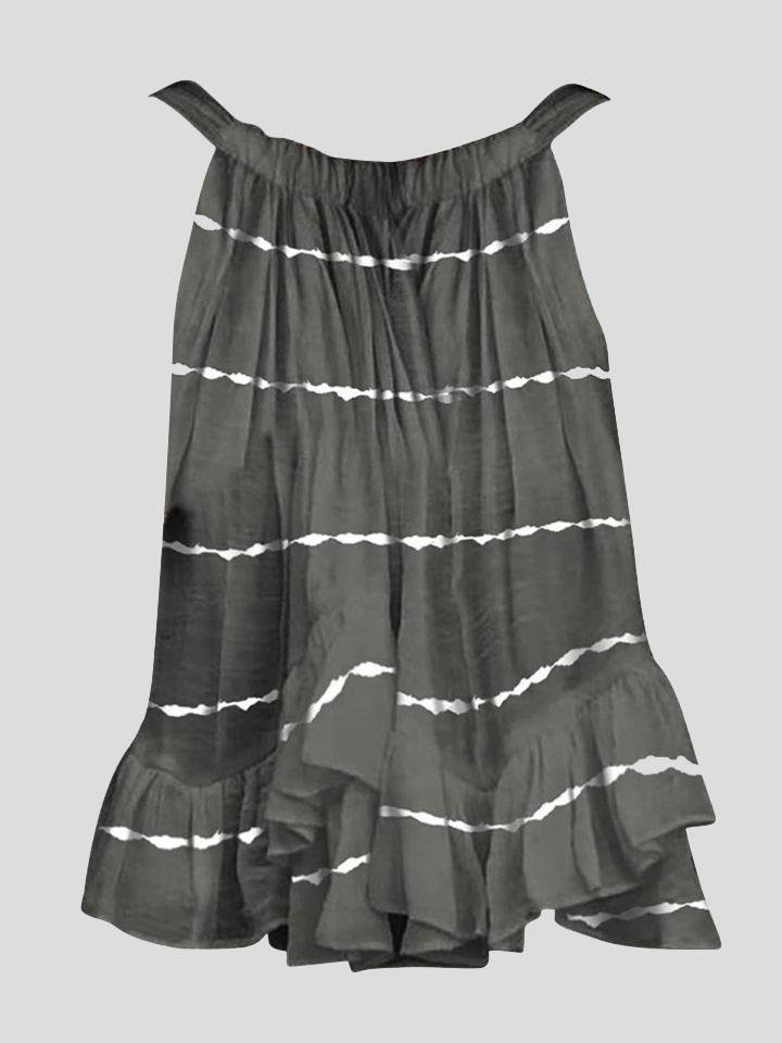 Sleeveless Striped Off-shoulder Pleated Top - LuckyFash™