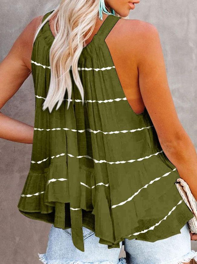 Sleeveless Striped Off-shoulder Pleated Top - LuckyFash™