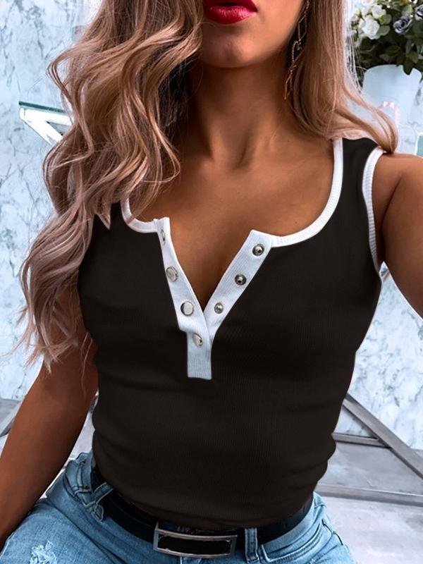 Sleeveless V-neck Button Casual Vest - LuckyFash™