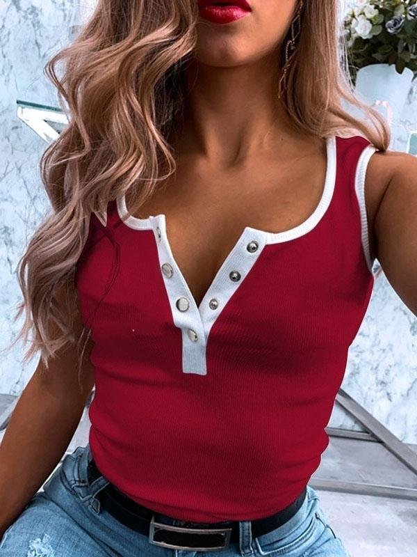Sleeveless V-neck Button Casual Vest - LuckyFash™