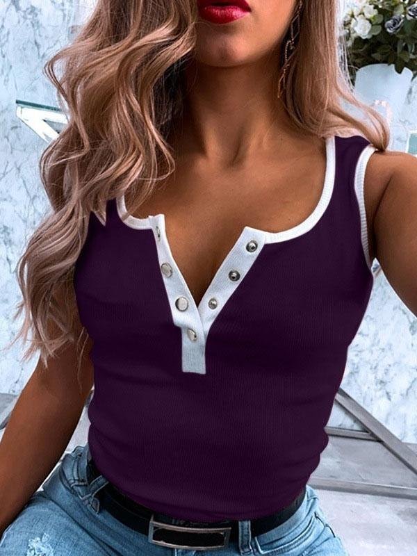 Sleeveless V-neck Button Casual Vest - LuckyFash™