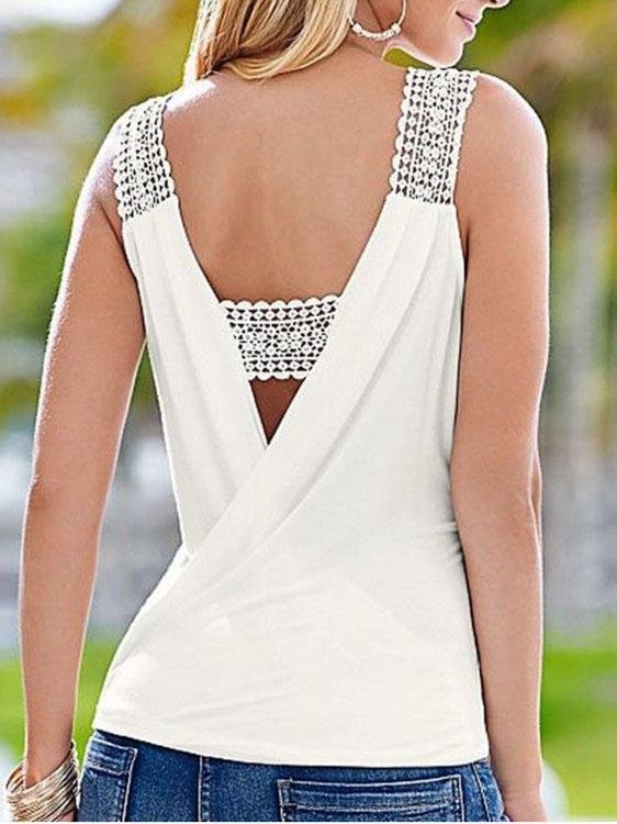 Sleeveless V-neck Halter Chiffon Vest - LuckyFash™