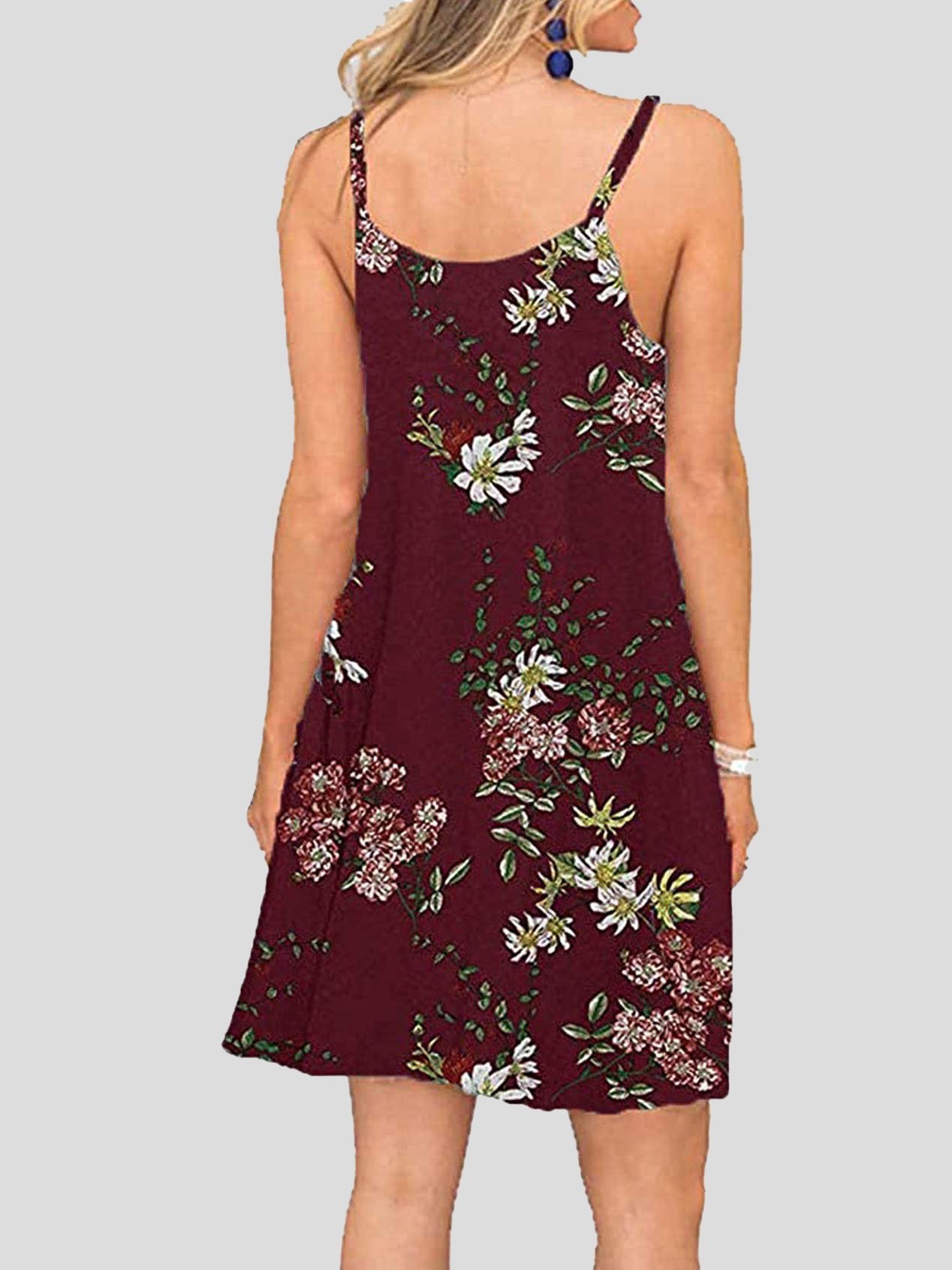 Sleeveless V-neck Print Sling Pocket Mini Dress - LuckyFash™