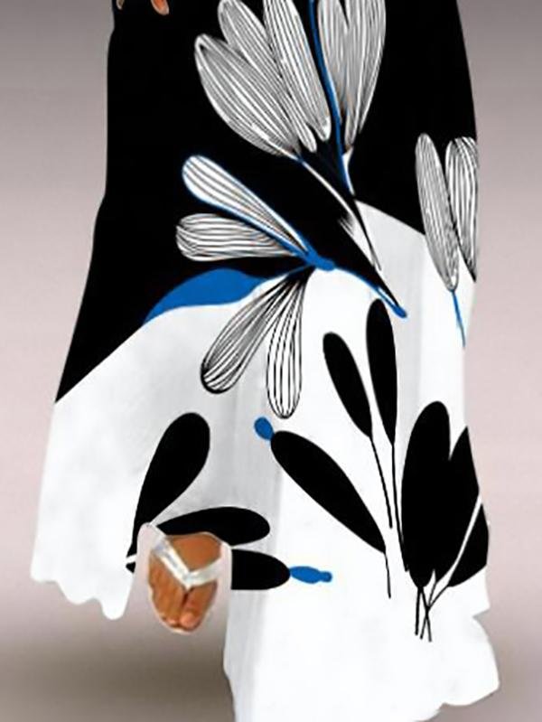 Sleeveless V-neck Printed Flower Long Dress - LuckyFash™