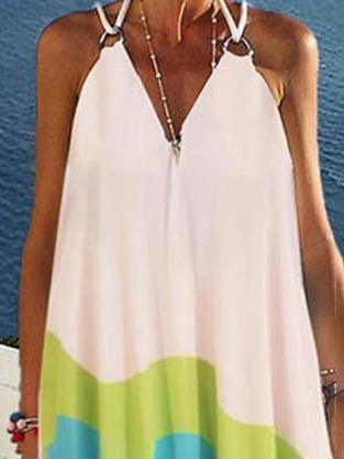 Sling Multicolor V-neck Long Dress - LuckyFash™