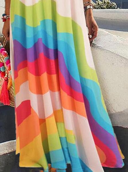 Sling Multicolor V-neck Long Dress - LuckyFash™