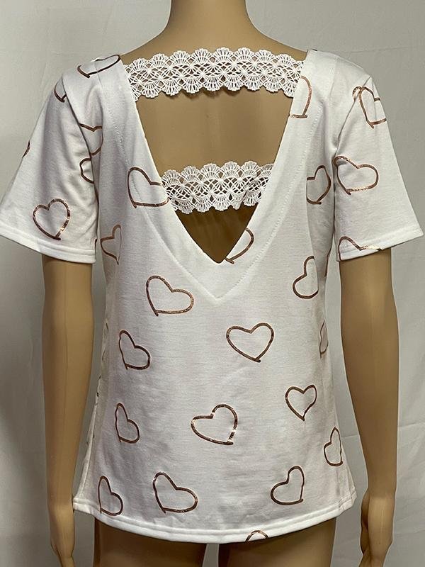 Soft Solid Color V-neck Short Sleeve Top - LuckyFash™