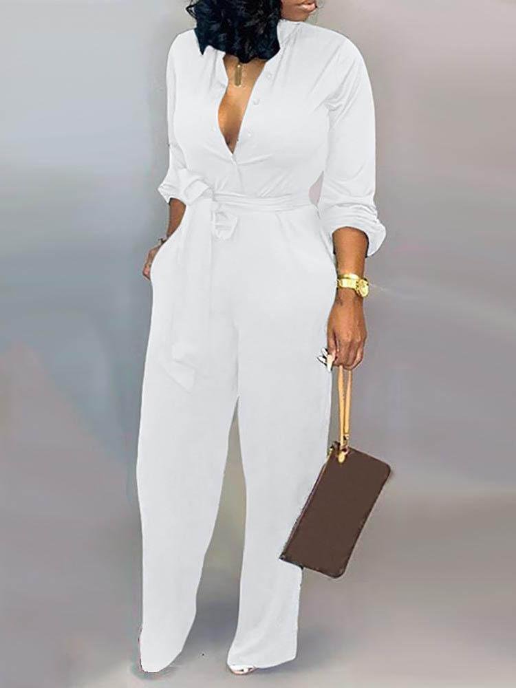Solid Buttoned Pocket Casual Jumpsuit - LuckyFash™