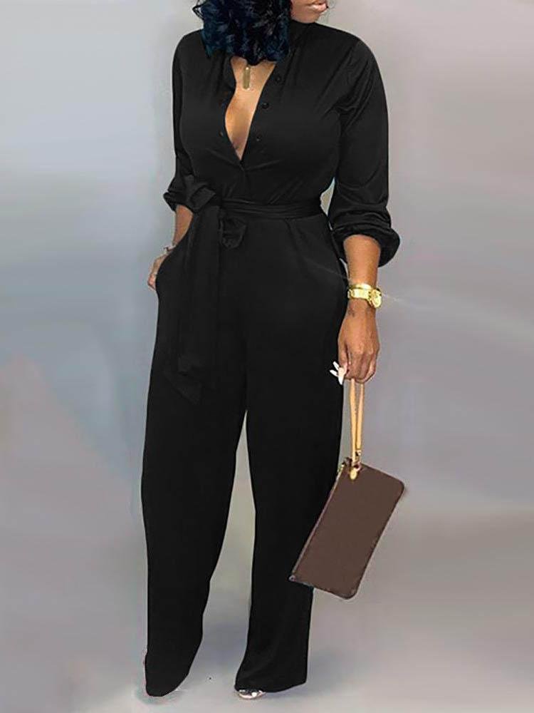 Solid Buttoned Pocket Casual Jumpsuit - LuckyFash™