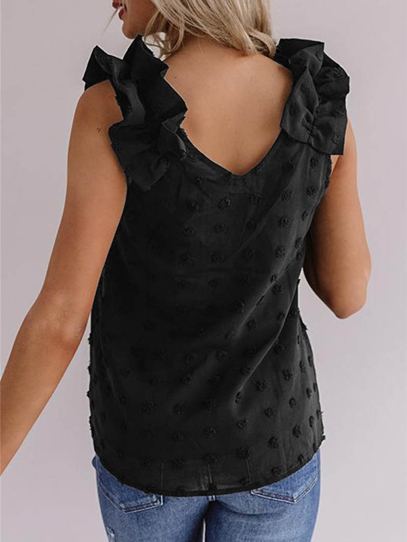 Solid Color Fold Shoulder Strap Vest - LuckyFash™