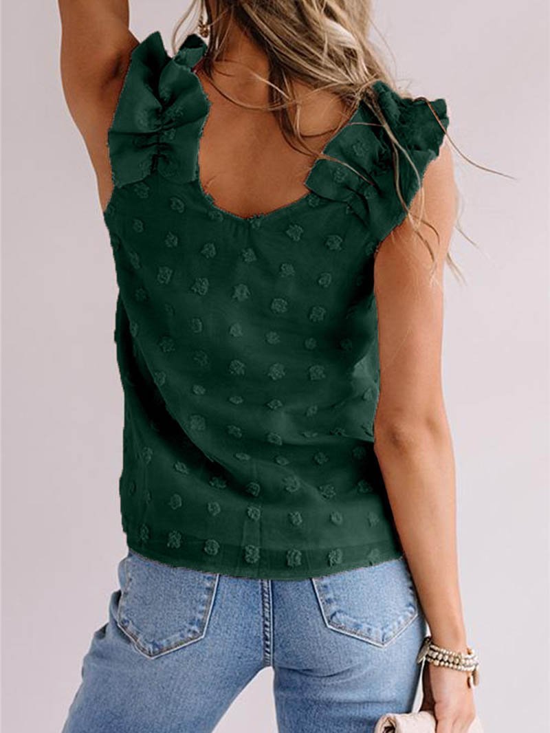 Solid Color Fold Shoulder Strap Vest - LuckyFash™