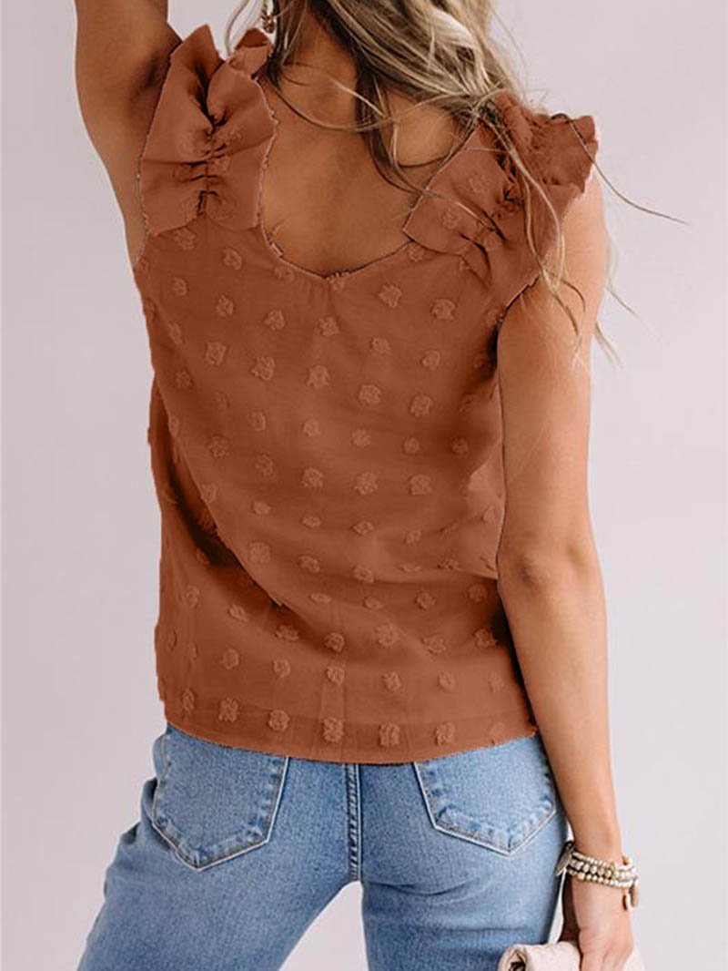 Solid Color Fold Shoulder Strap Vest - LuckyFash™
