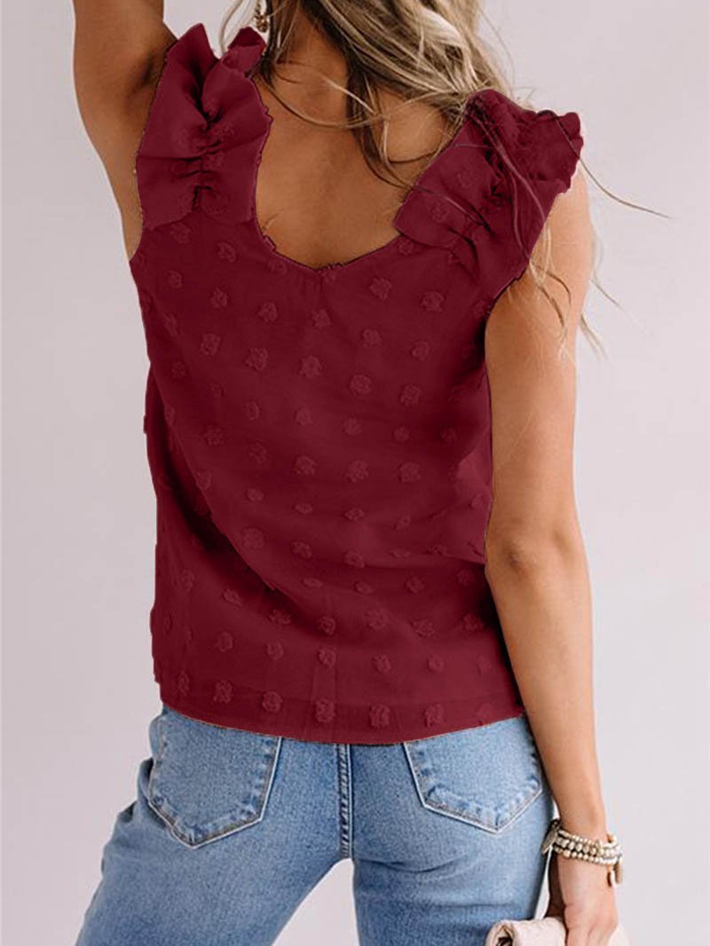 Solid Color Fold Shoulder Strap Vest - LuckyFash™
