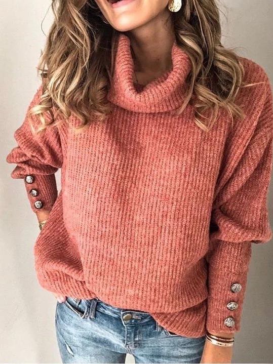 Solid Color Knit Sweater - LuckyFash™