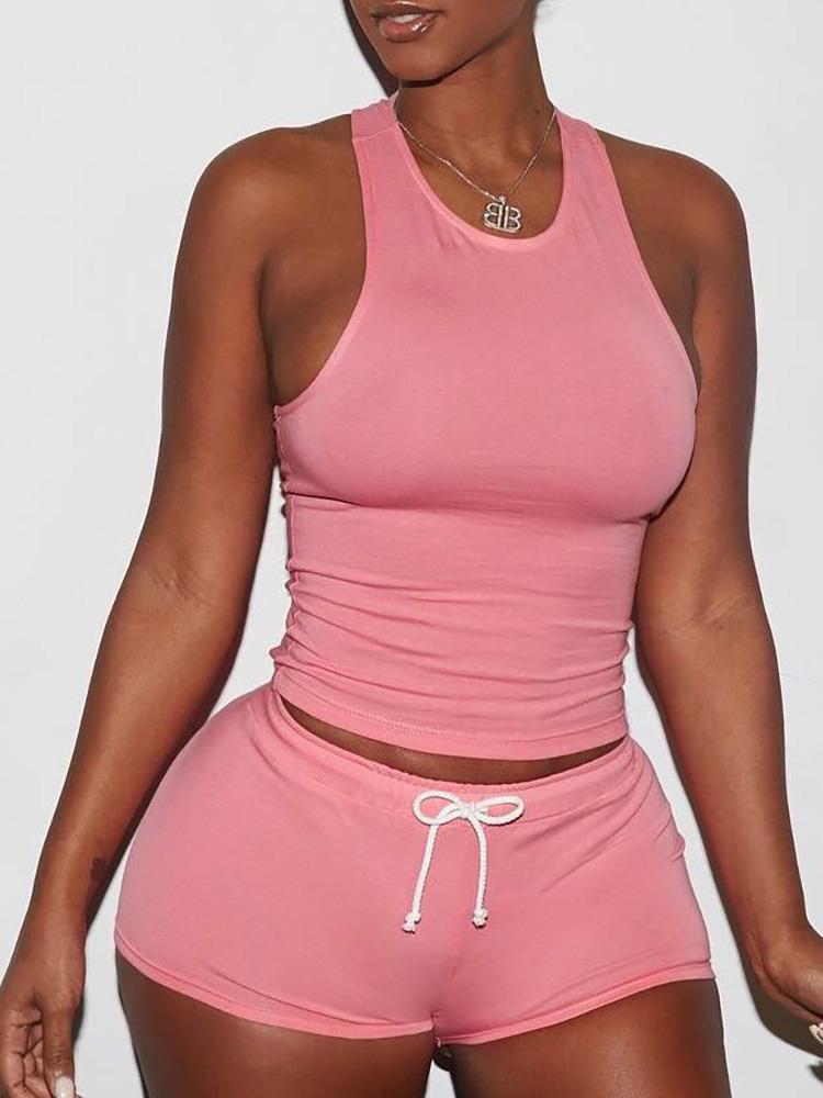 Solid Color Sporty Vest Shorts Set - LuckyFash™