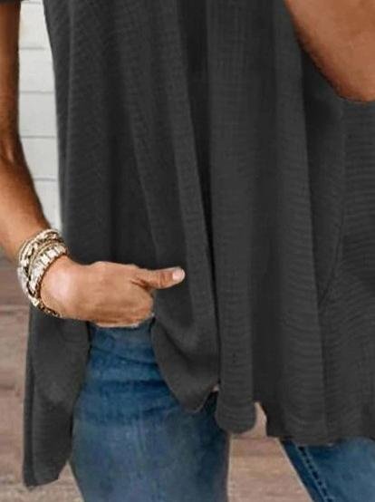 Solid Color V-neck Short-sleeved T-shirt - LuckyFash™