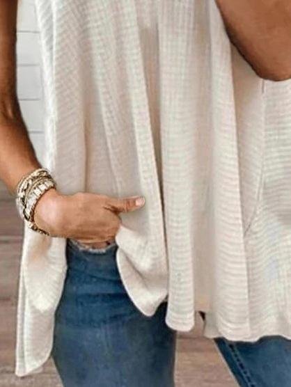 Solid Color V-neck Short-sleeved T-shirt - LuckyFash™