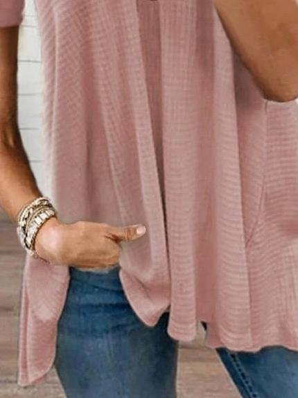 Solid Color V-neck Short-sleeved T-shirt - LuckyFash™