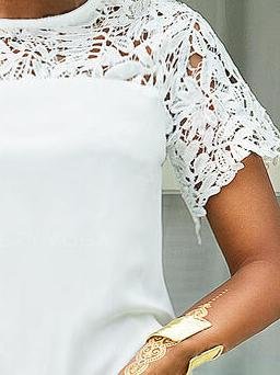 Solid Hollow Lace Stitching Dress - LuckyFash™