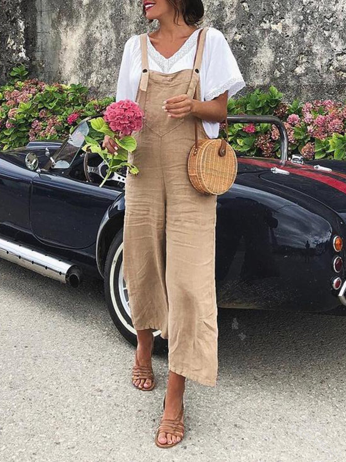 Solid Loose Straight-leg Casual Overalls - LuckyFash™