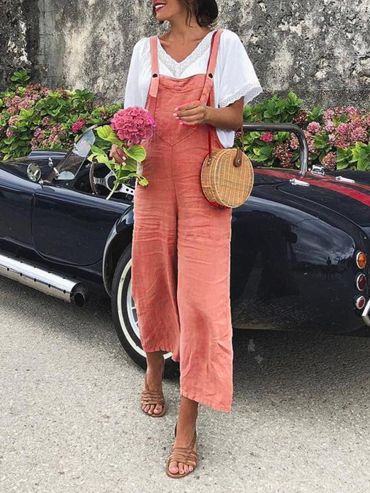 Solid Loose Straight-leg Casual Overalls - LuckyFash™