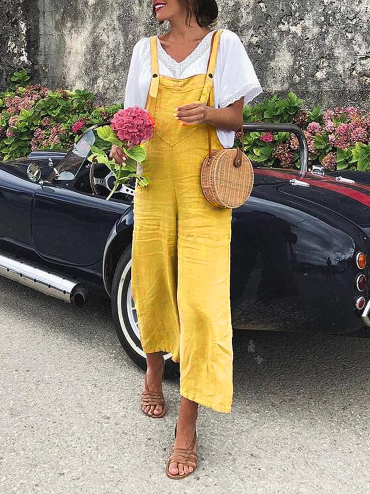 Solid Loose Straight-leg Casual Overalls - LuckyFash™