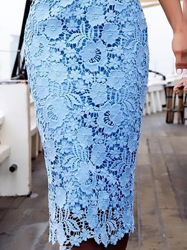 Solid Round Neck Sleeveless Pencil Midi Dresses - LuckyFash™