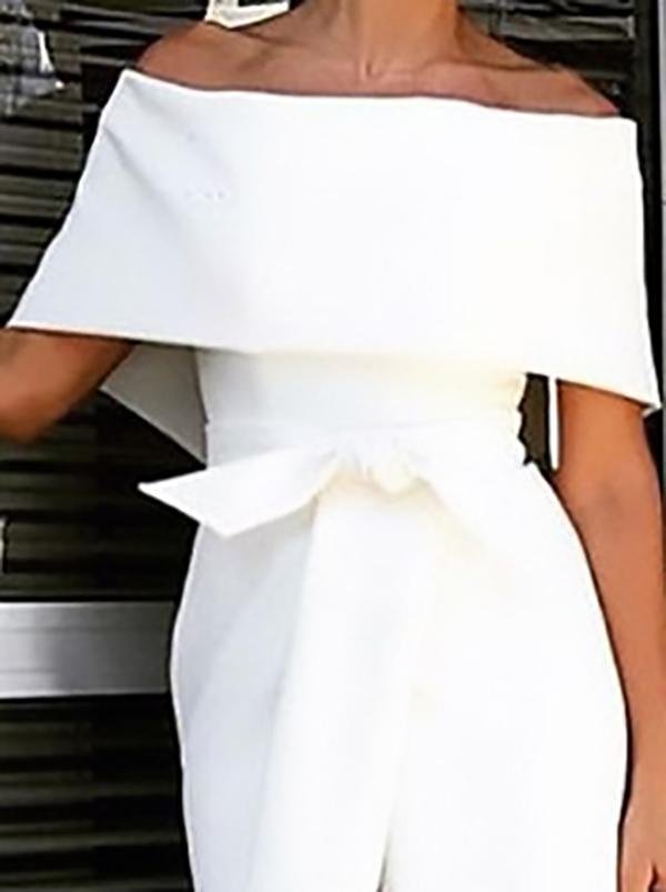 Solid Slim Fit One-shoulder Off-shoulder Split Dress - LuckyFash™
