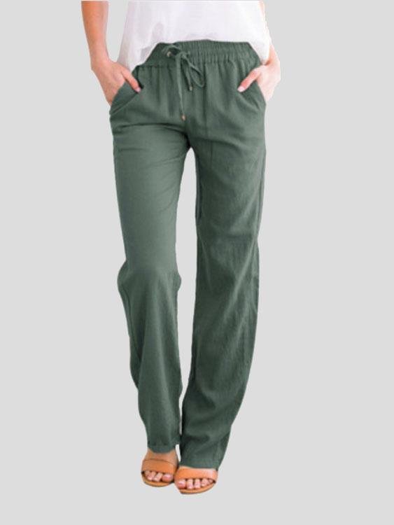 Solid Tie Casual Wide-leg Trousers - LuckyFash™