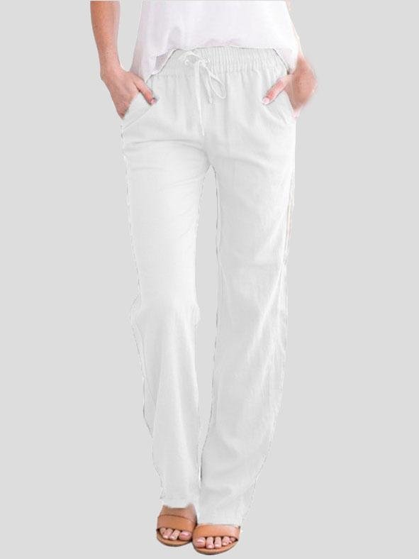 Solid Tie Casual Wide-leg Trousers - LuckyFash™