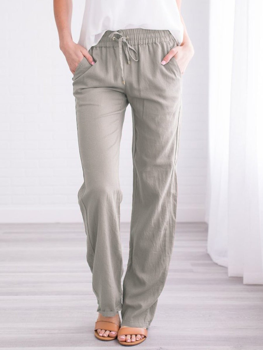 Solid Tie Casual Wide-leg Trousers - LuckyFash™