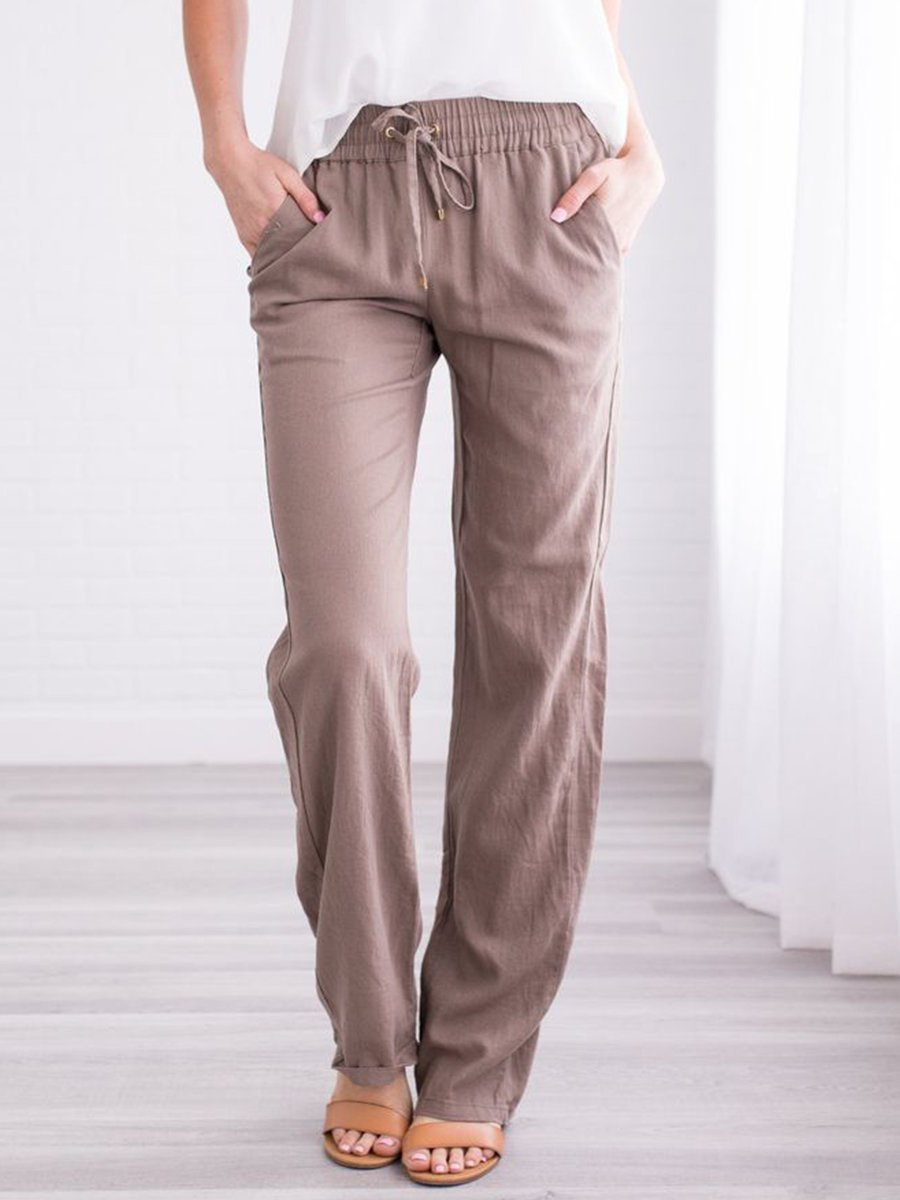 Solid Tie Casual Wide-leg Trousers - LuckyFash™