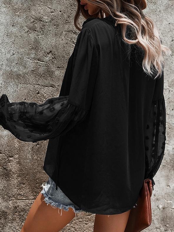 Solid Tie V Neck Splicing Elegant Casual Women's Blouse - LuckyFash™