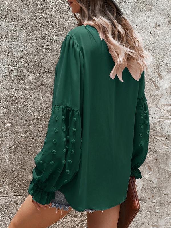 Solid Tie V Neck Splicing Elegant Casual Women's Blouse - LuckyFash™