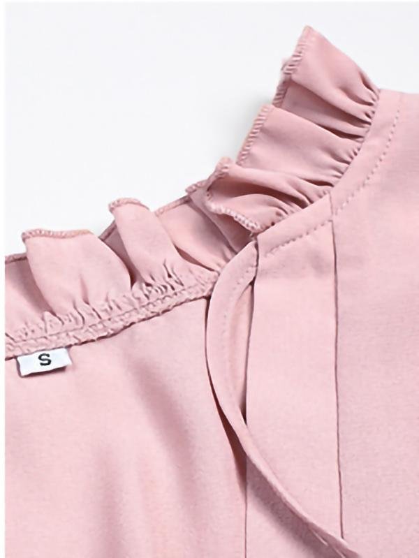 Solid Tie V Neck Splicing Elegant Casual Women's Blouse - LuckyFash™