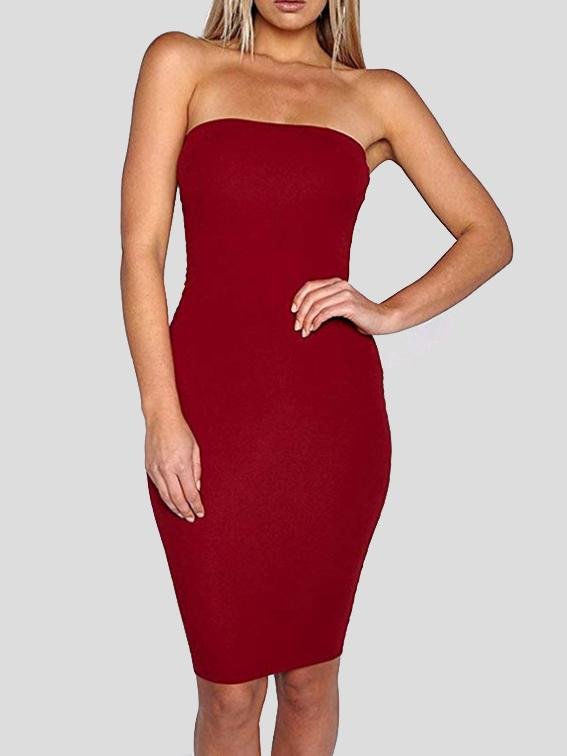 Solid Tube Top High Waist Bodycon Dress - LuckyFash™