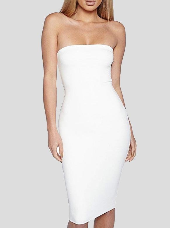Solid Tube Top High Waist Bodycon Dress - LuckyFash™