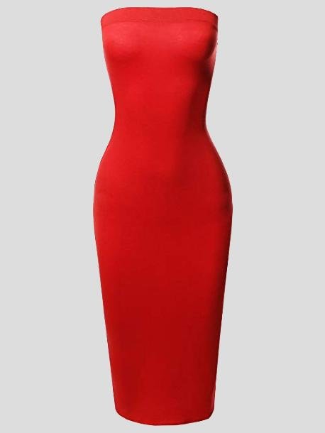 Solid Tube Top High Waist Bodycon Dress - LuckyFash™