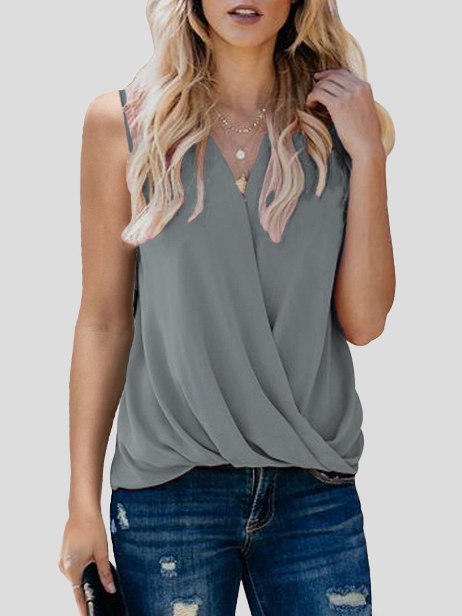Solid V-neck Bottoming Ladies Small Vest - LuckyFash™