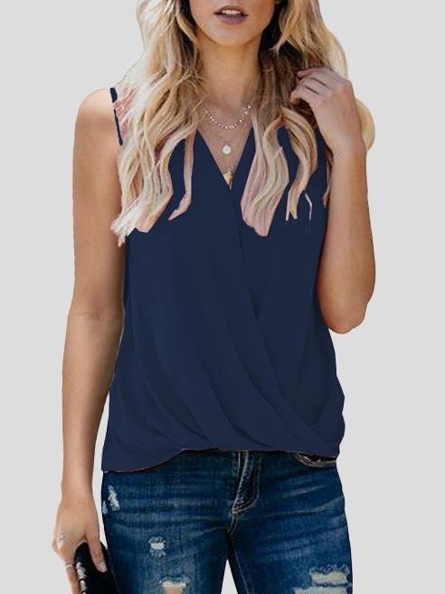 Solid V-neck Bottoming Ladies Small Vest - LuckyFash™