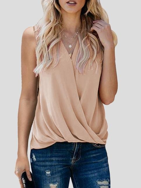 Solid V-neck Bottoming Ladies Small Vest - LuckyFash™
