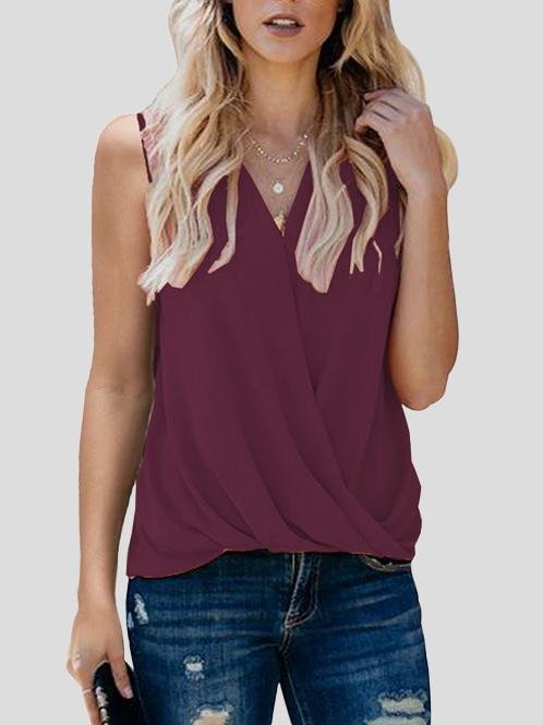 Solid V-neck Bottoming Ladies Small Vest - LuckyFash™