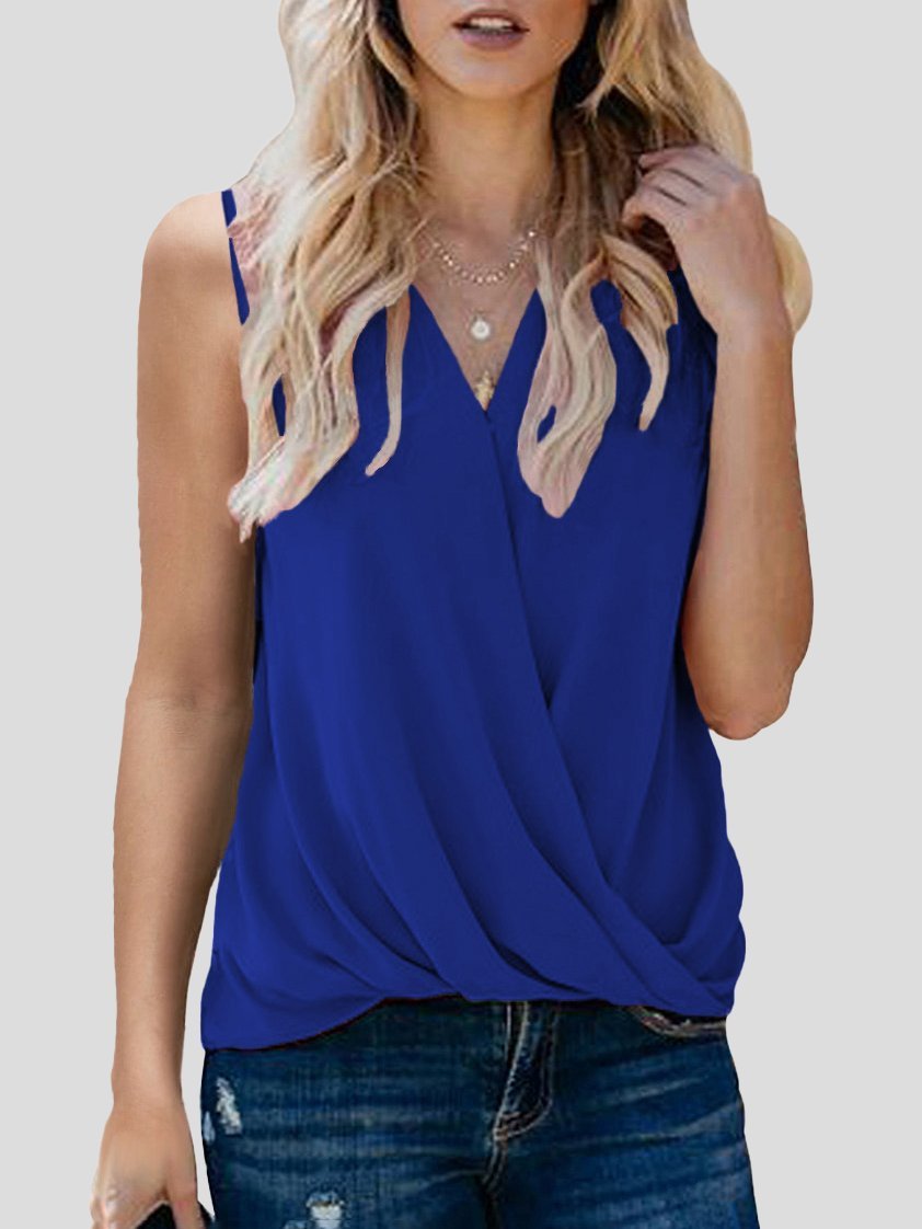 Solid V-neck Bottoming Ladies Small Vest - LuckyFash™