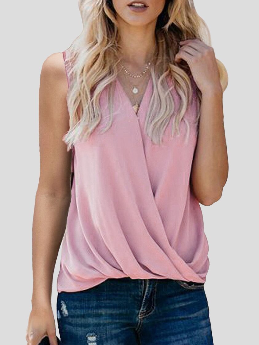 Solid V-neck Bottoming Ladies Small Vest - LuckyFash™