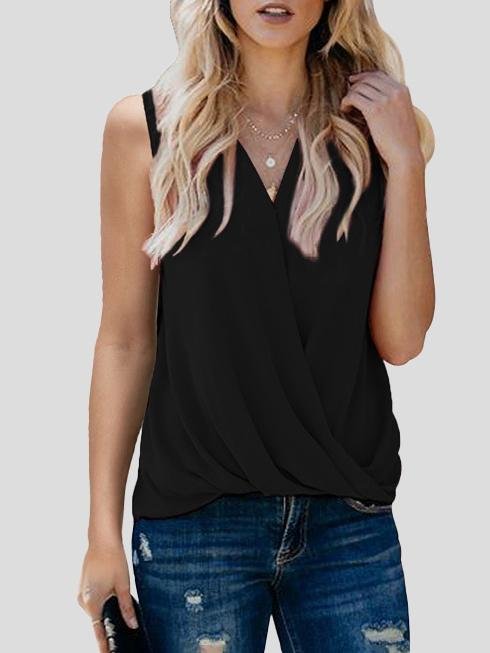Solid V-neck Bottoming Ladies Small Vest - LuckyFash™