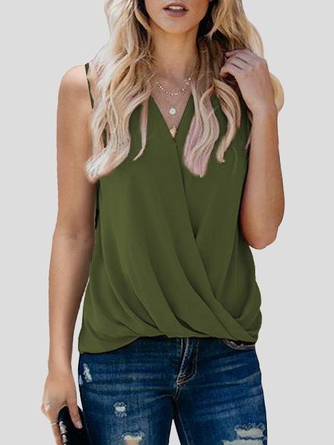 Solid V-neck Bottoming Ladies Small Vest - LuckyFash™