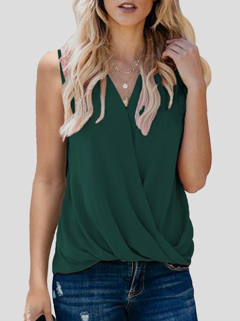 Solid V-neck Bottoming Ladies Small Vest - LuckyFash™